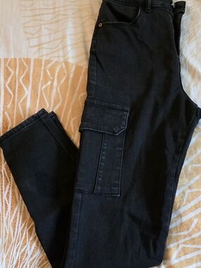 Black Cargo Pocket Jeans